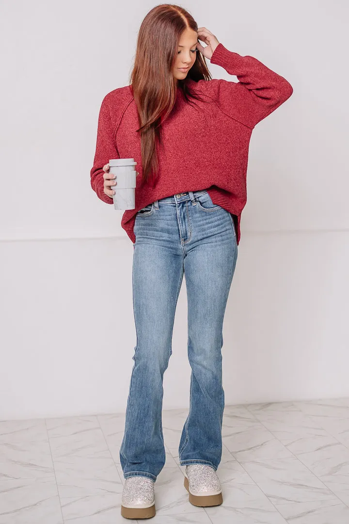 A Chenille Christmas Knit Sweater | Red