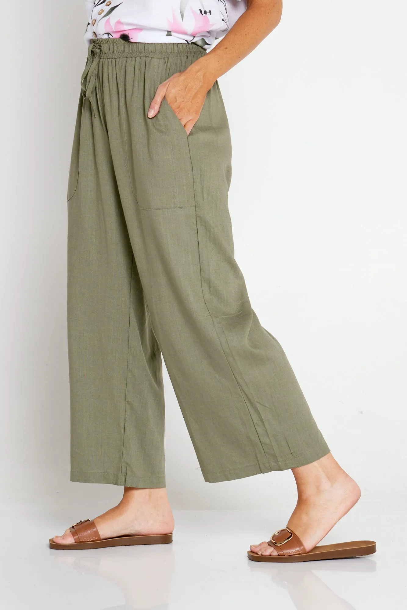 Aiko Linen Pants - Khaki