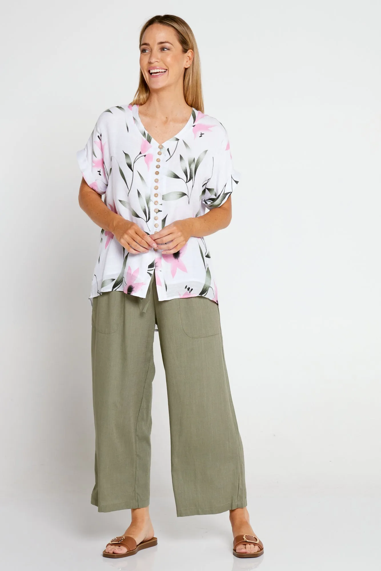 Aiko Linen Pants - Khaki