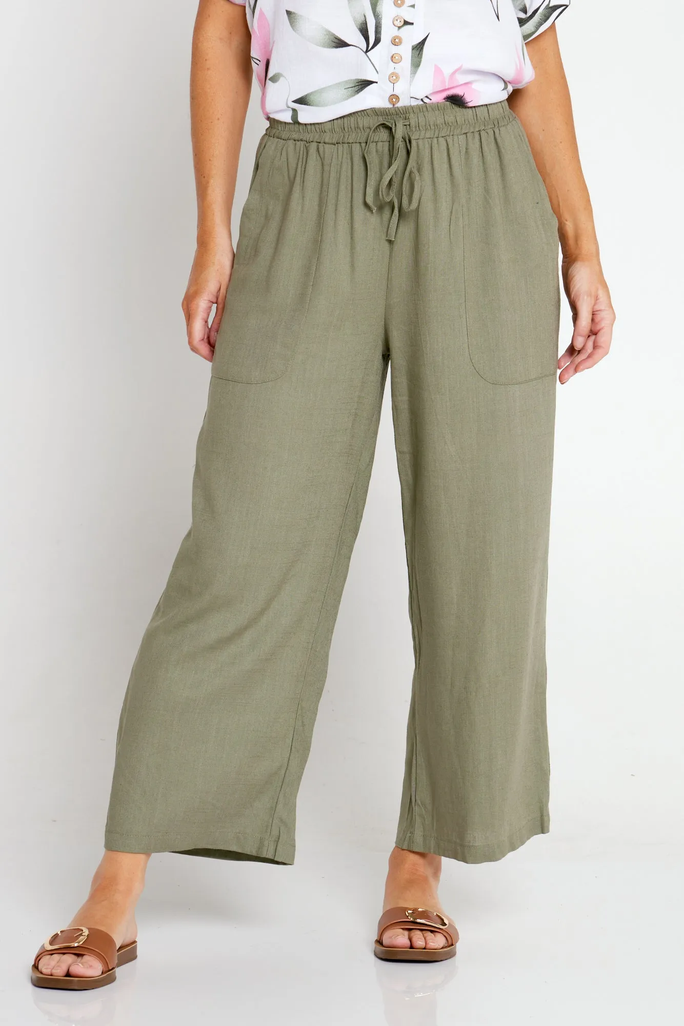 Aiko Linen Pants - Khaki