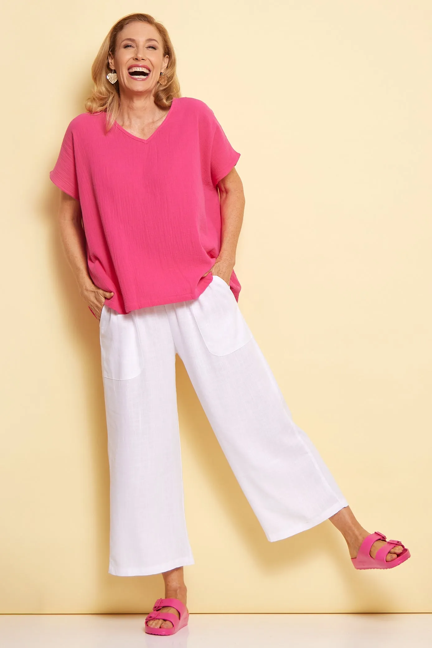 Aiko Linen Pants - White Linen