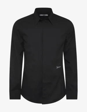 Black Logo Signature Stretch-Cotton Shirt