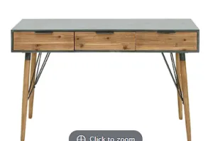 BROWN WOOD 3 DRAWERS CONSOLE TABLE, 48" X 16" X 30"