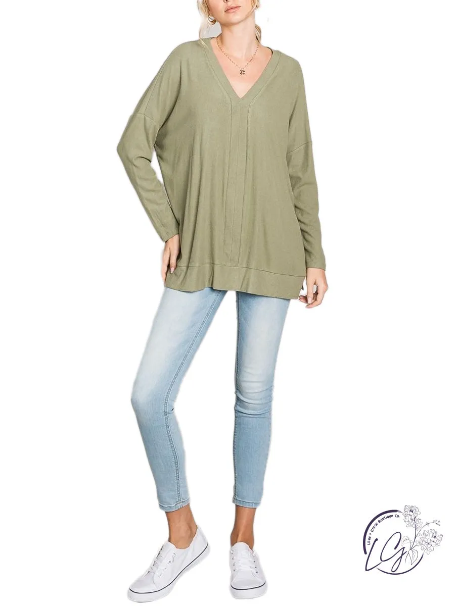 Brushed Comfort Oversized Ribbed Top