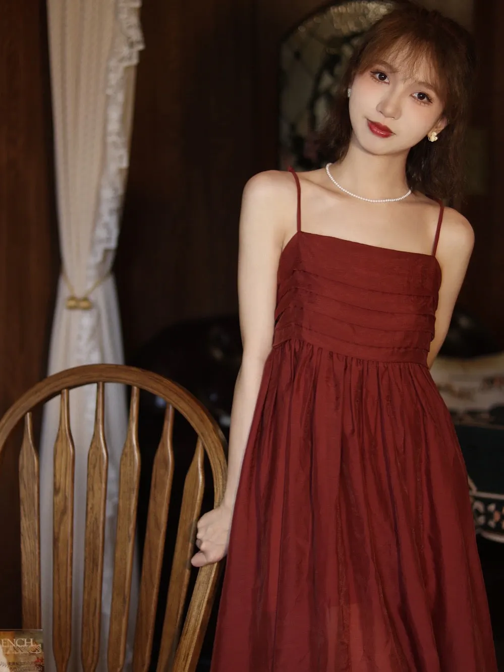 Burgundy Casual Tie Back Summer Maxi Dress