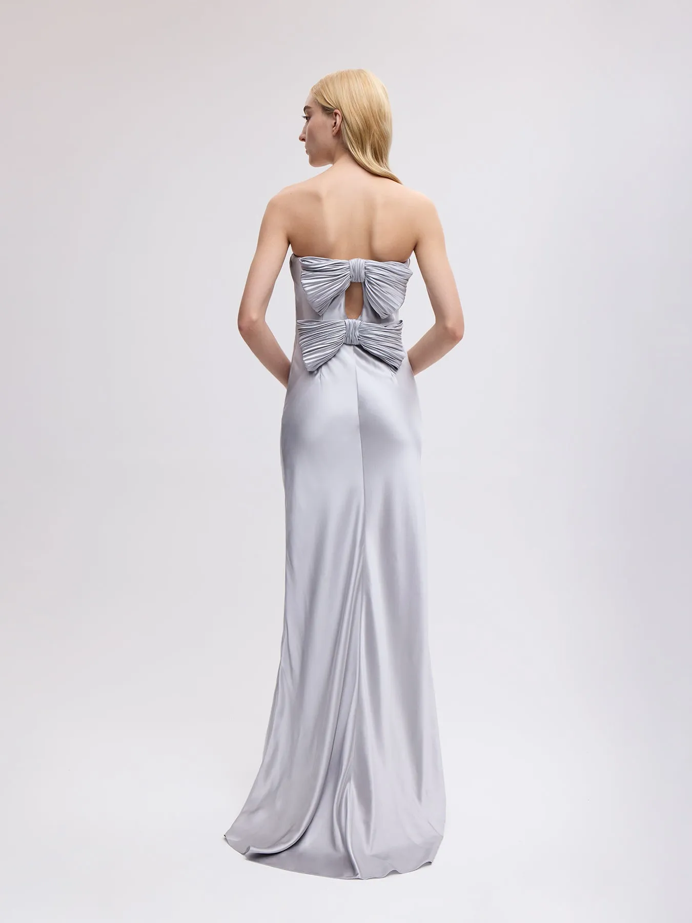 Bustier Gown with Bows in Silver