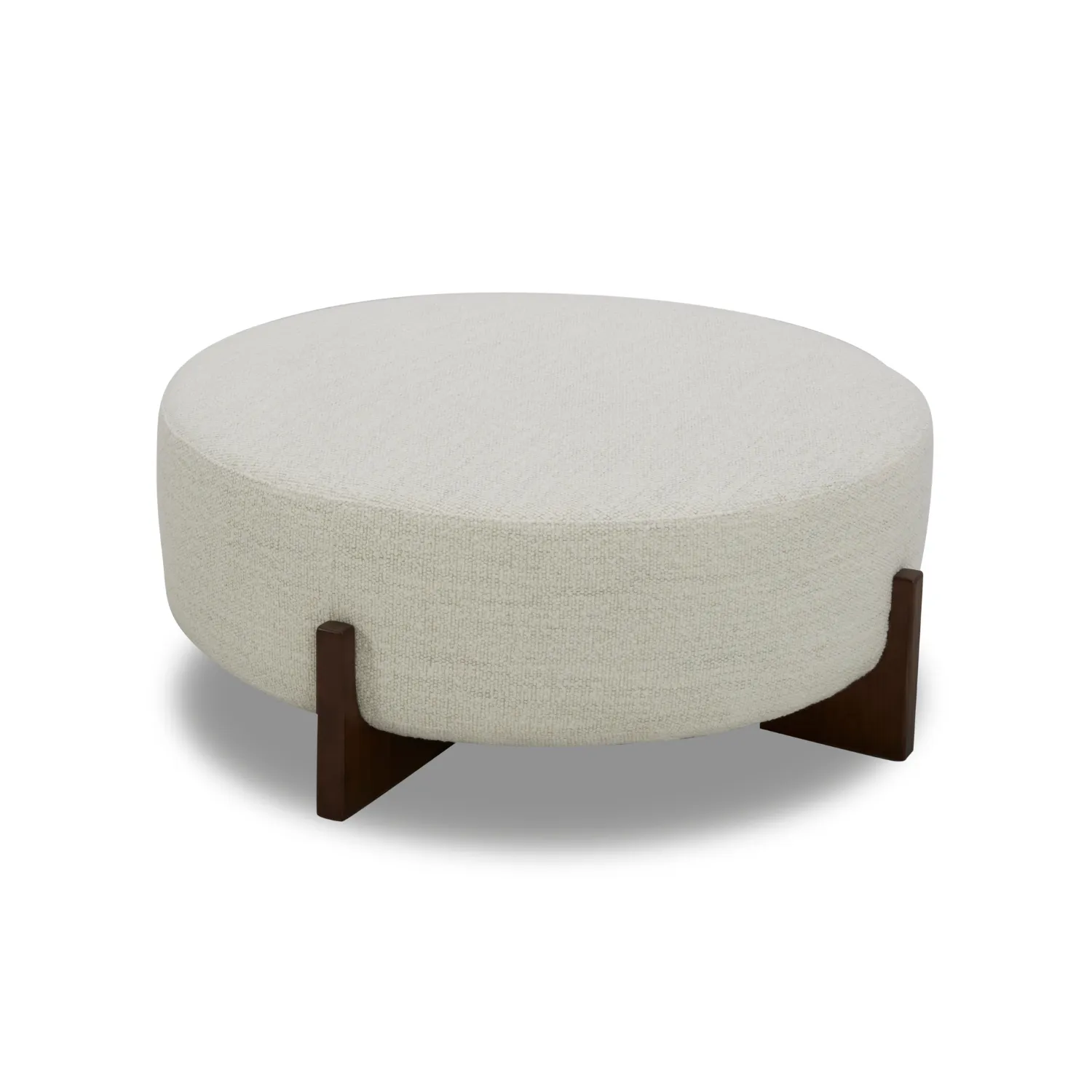 Carmen Fabric Ottoman w/ Dark Wood Base