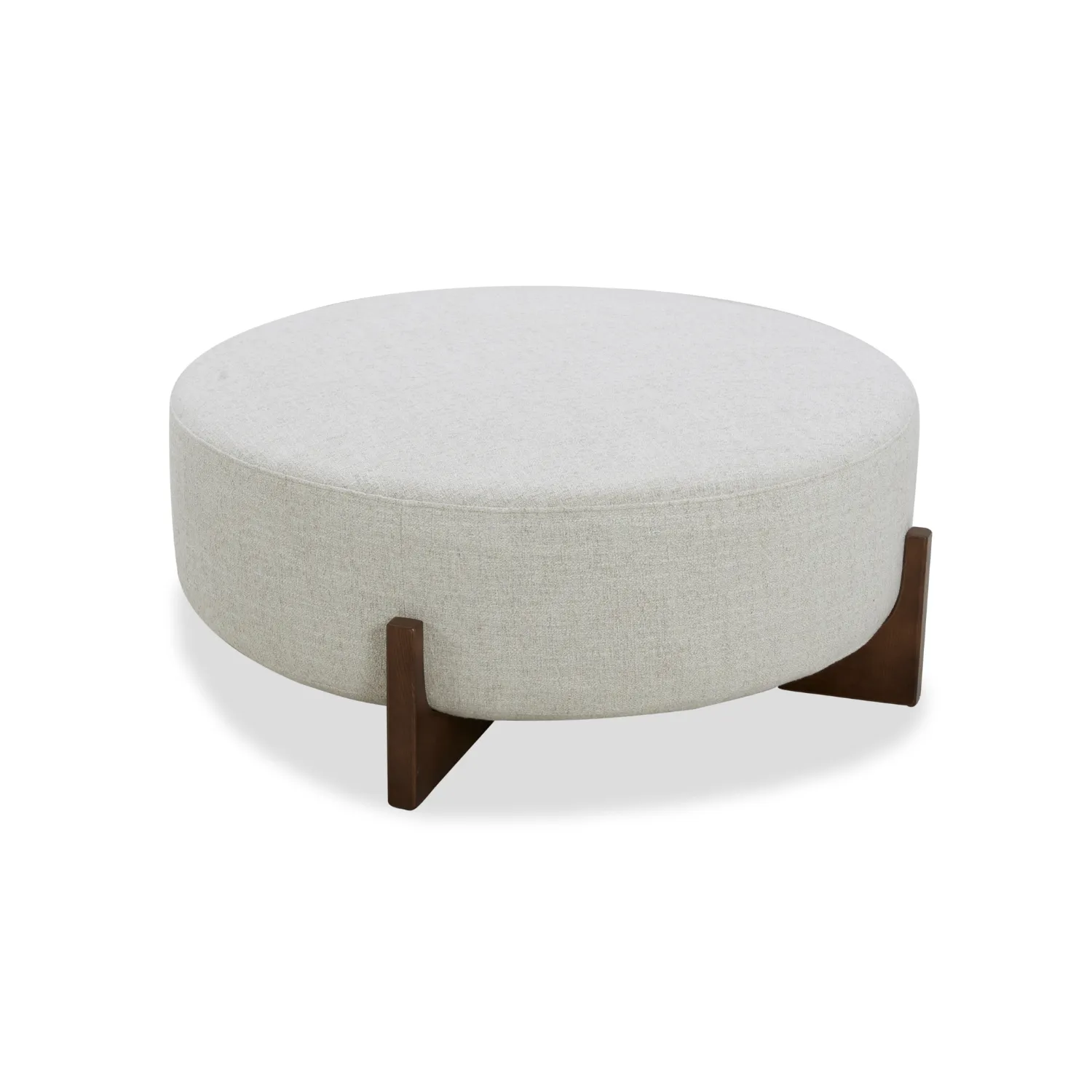 Carmen Fabric Ottoman w/ Dark Wood Base