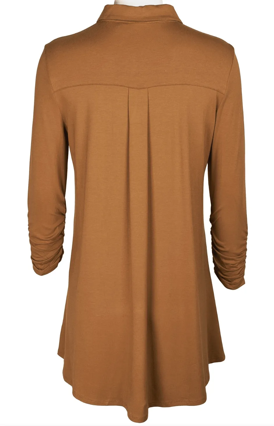 Cupio Long Sleeve Ruched Button Front Blouse