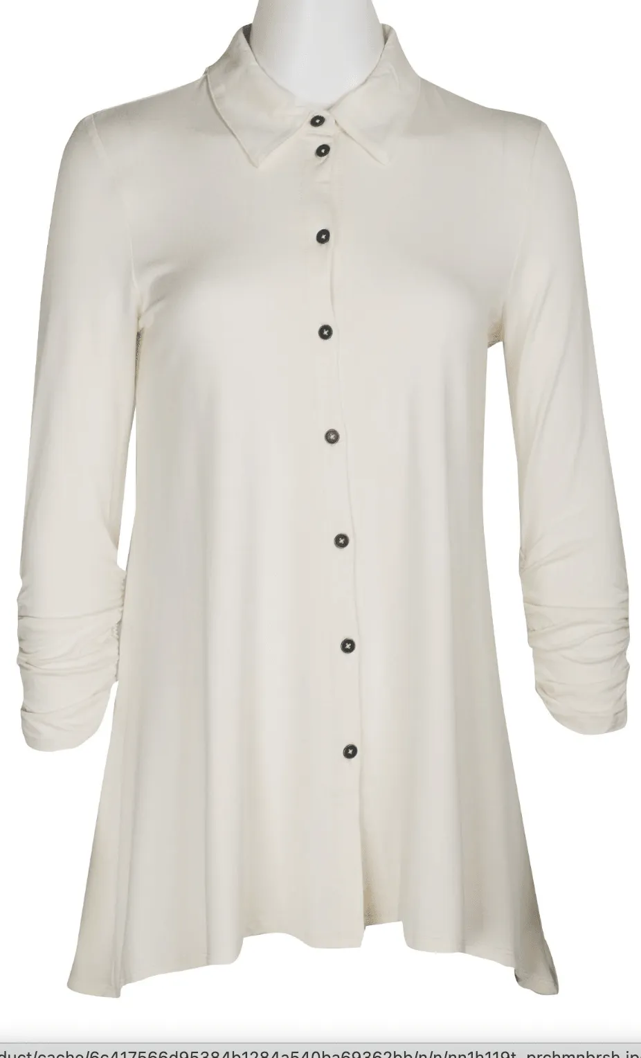 Cupio Long Sleeve Ruched Button Front Blouse