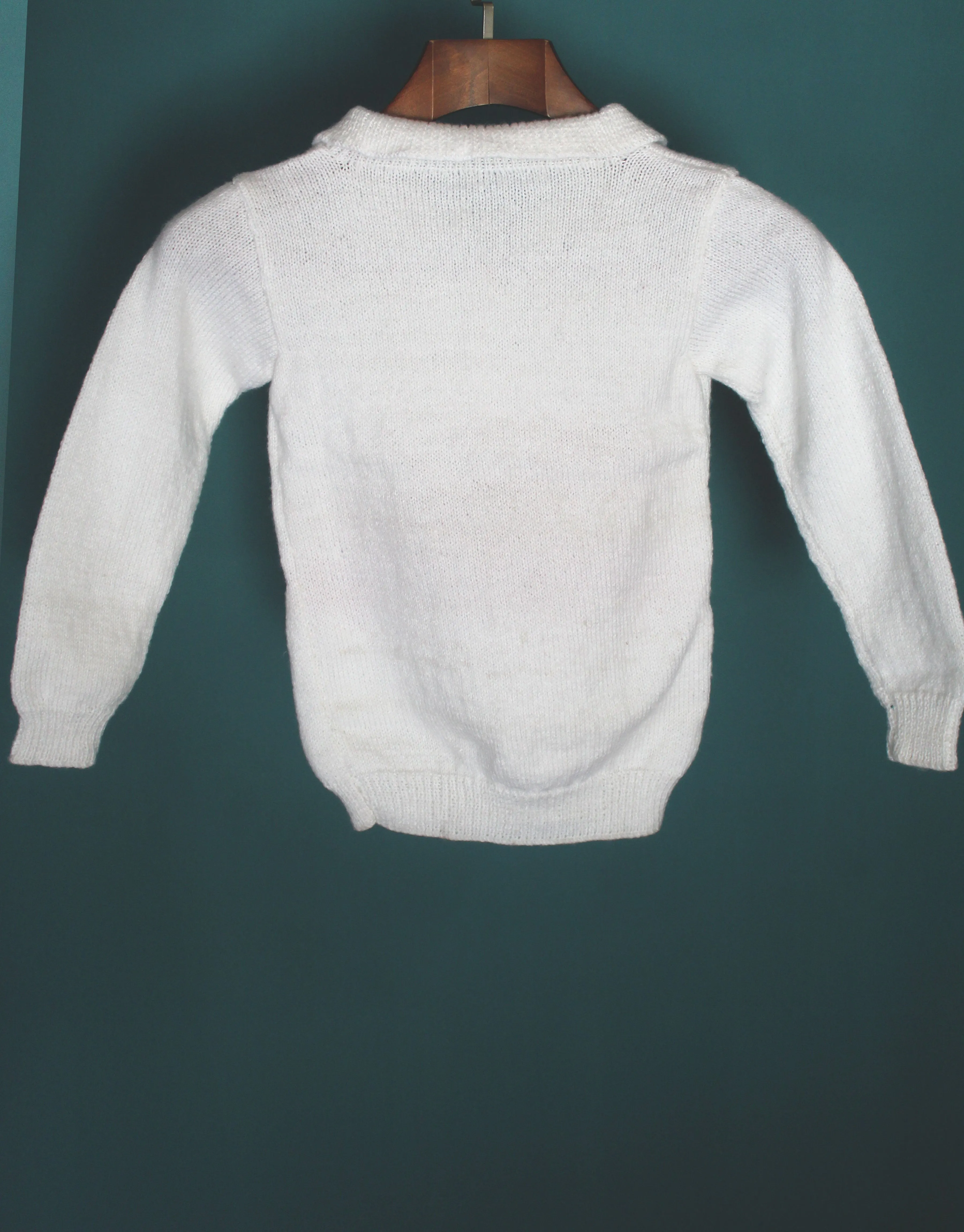 Elegant Knitting Graminarts Handmade Heart Design Sweater For Baby Boy- White