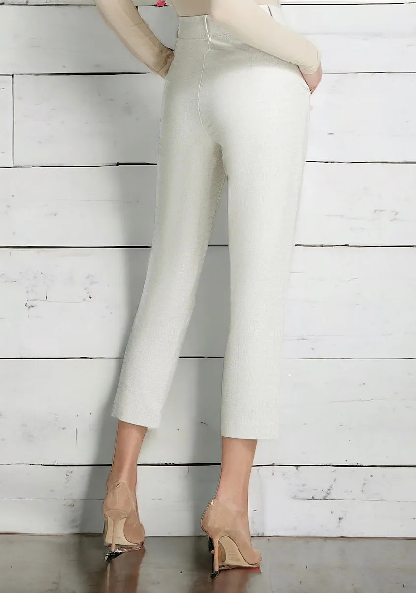 Faux Leather Cropped Trouser - Bone