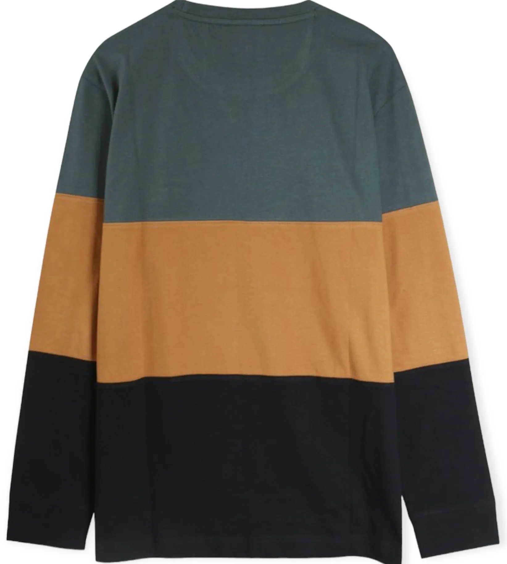 Forest Green Long Sleeve Color Block Crew