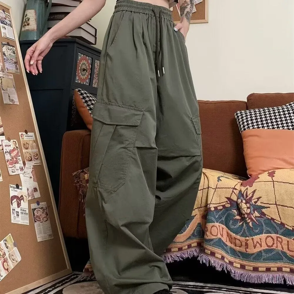 Girlary business casual outfits for women Spring and Summer Overalls Thin Casual Straight Pants Men's and Women's 2024 New Wide-Leg Pants Fashionable Loose Ice Silk Trousers