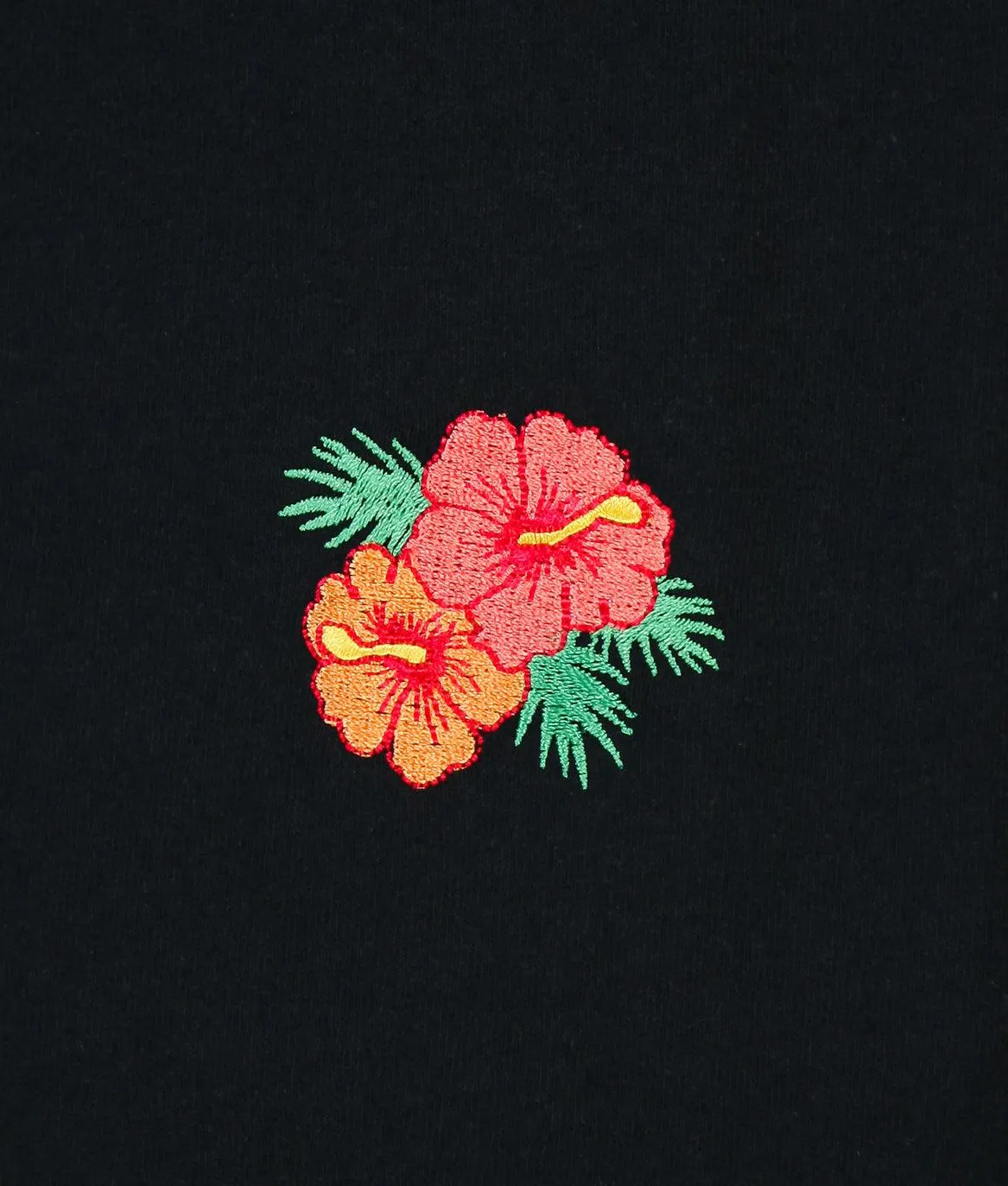 Hibiscus Embroidered Mens T-Shirt