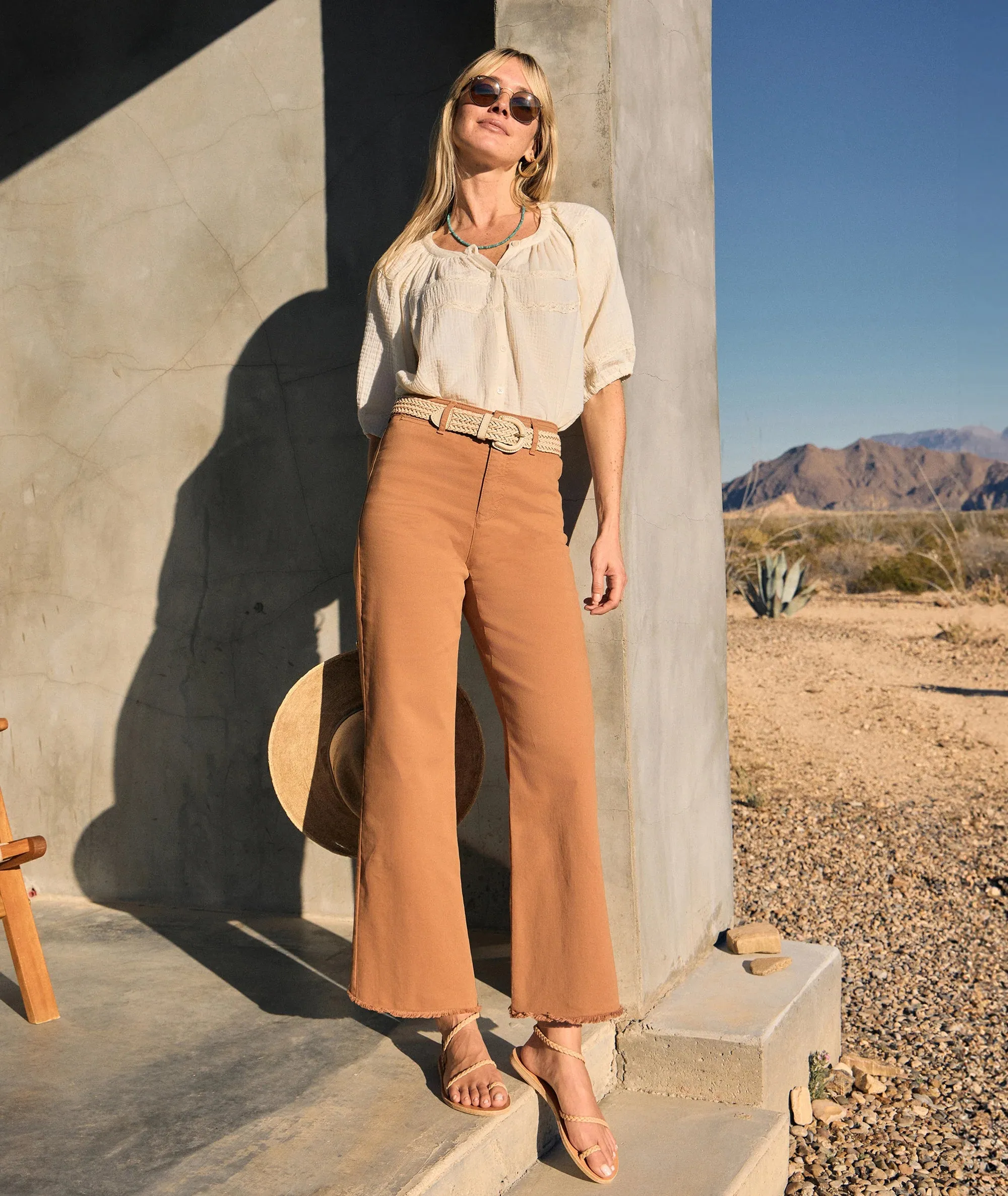 High Rise Wide Leg Cropped Jeans in Mocha