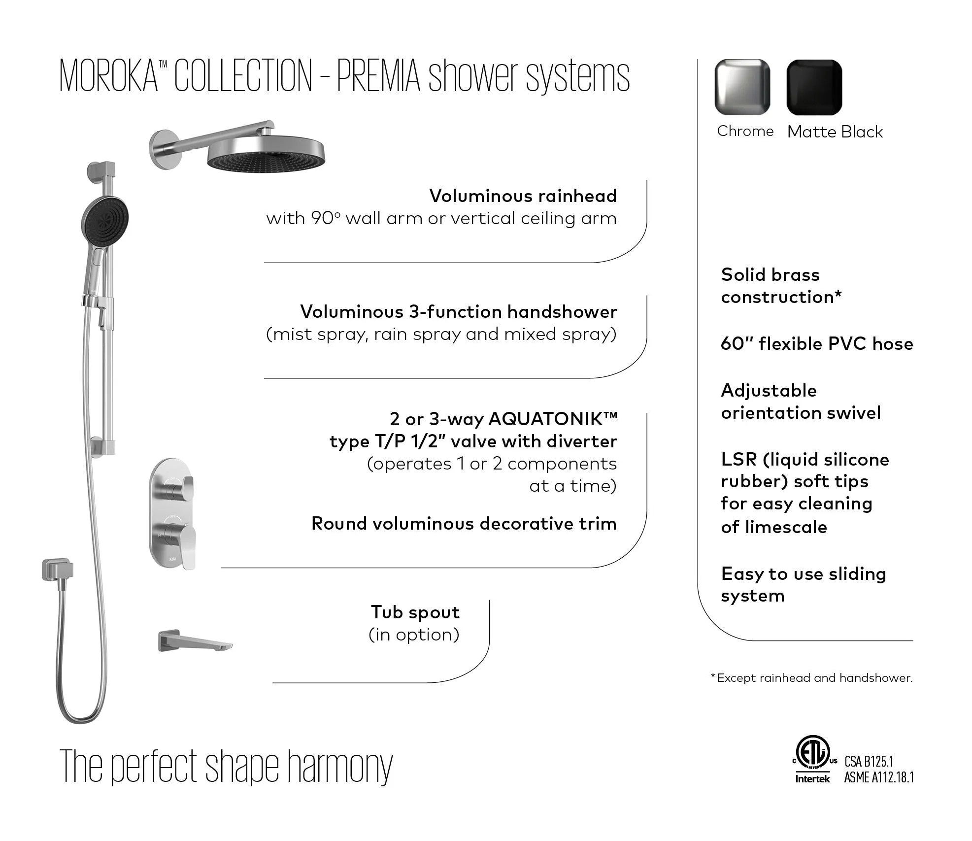 KALIA -PREMIA MOROKA TD3  (3 WAY SHOWER SYSTEMS )