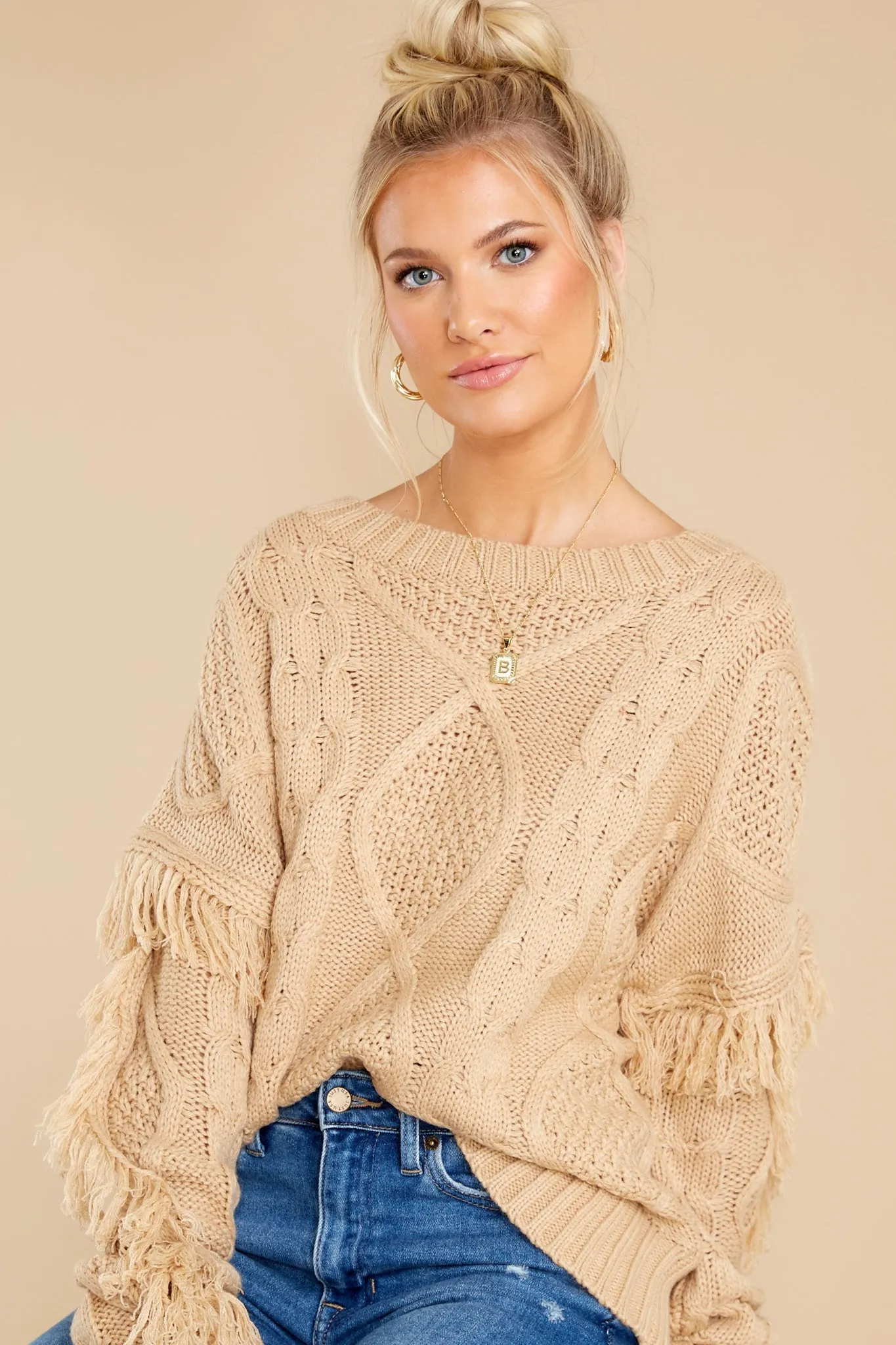 Keep Them Coming Taupe Sweater