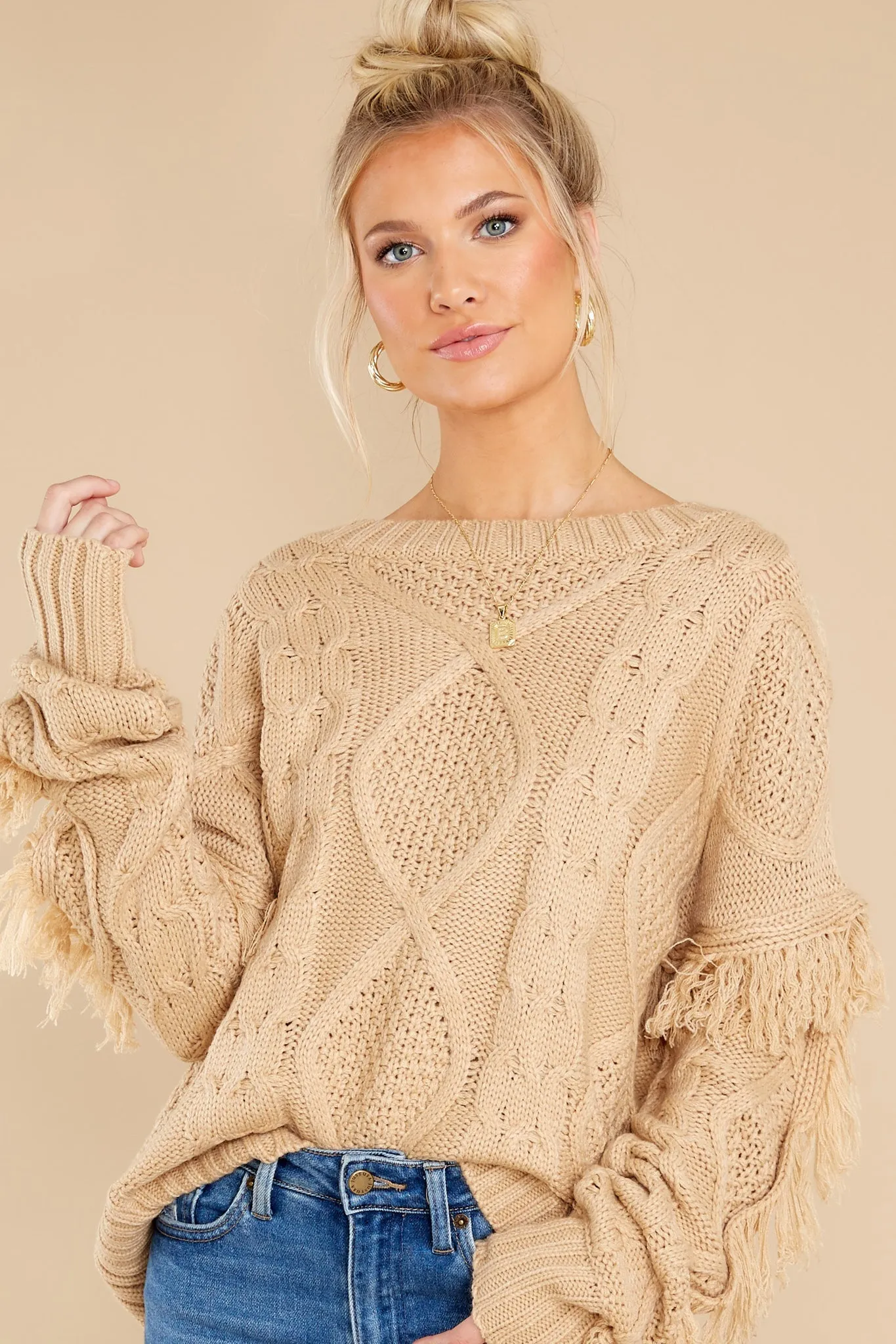 Keep Them Coming Taupe Sweater