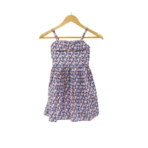 Kidscapade P. Square Neck with Ruffles Dress with Adjustable Strap and Floral Print - Peach