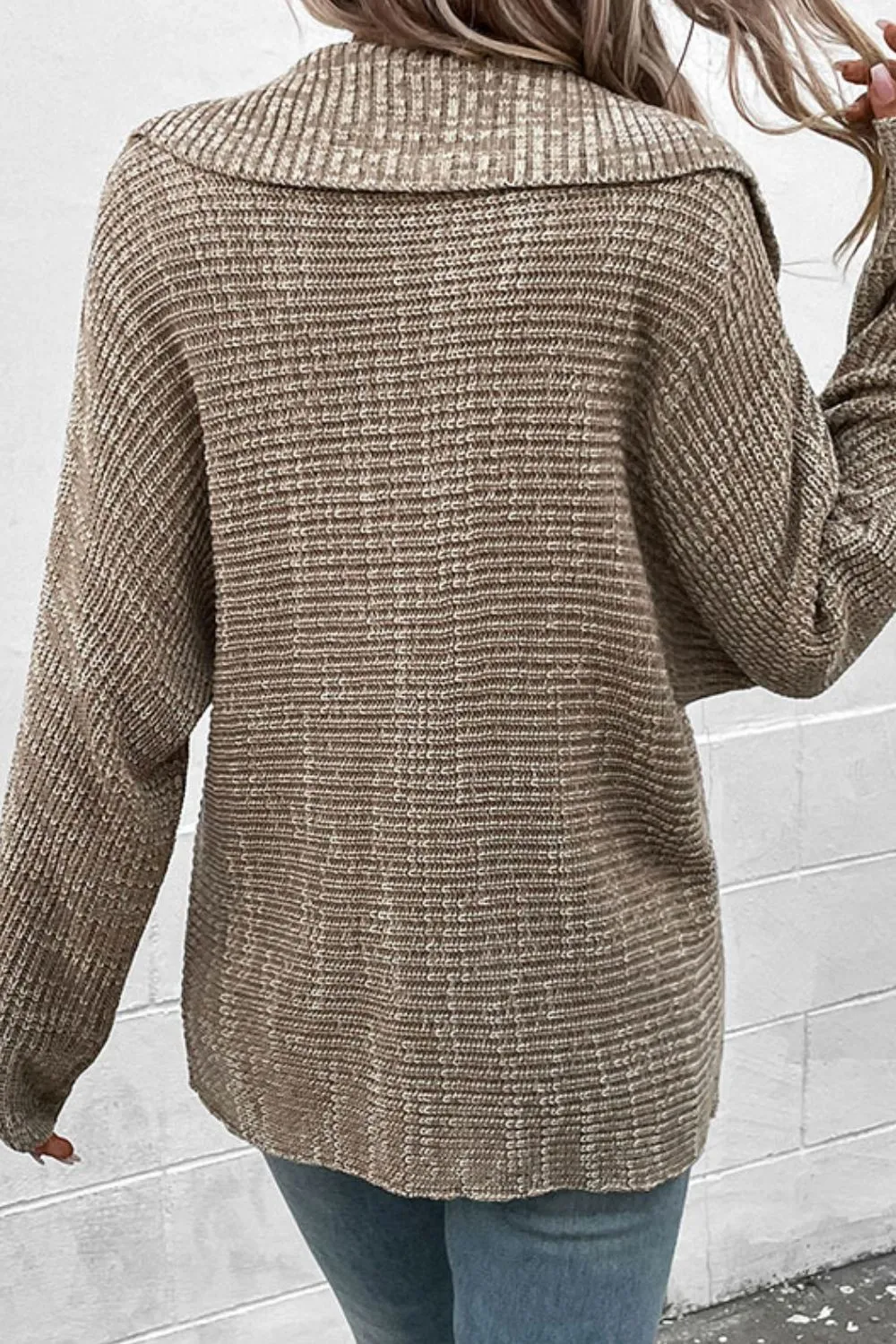 LADIES--Heathered Horizontal-Ribbing Pullover Sweater