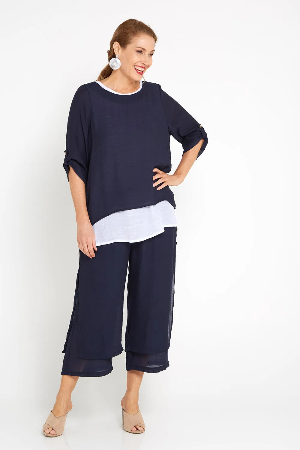 Liana Cropped Pants - Navy