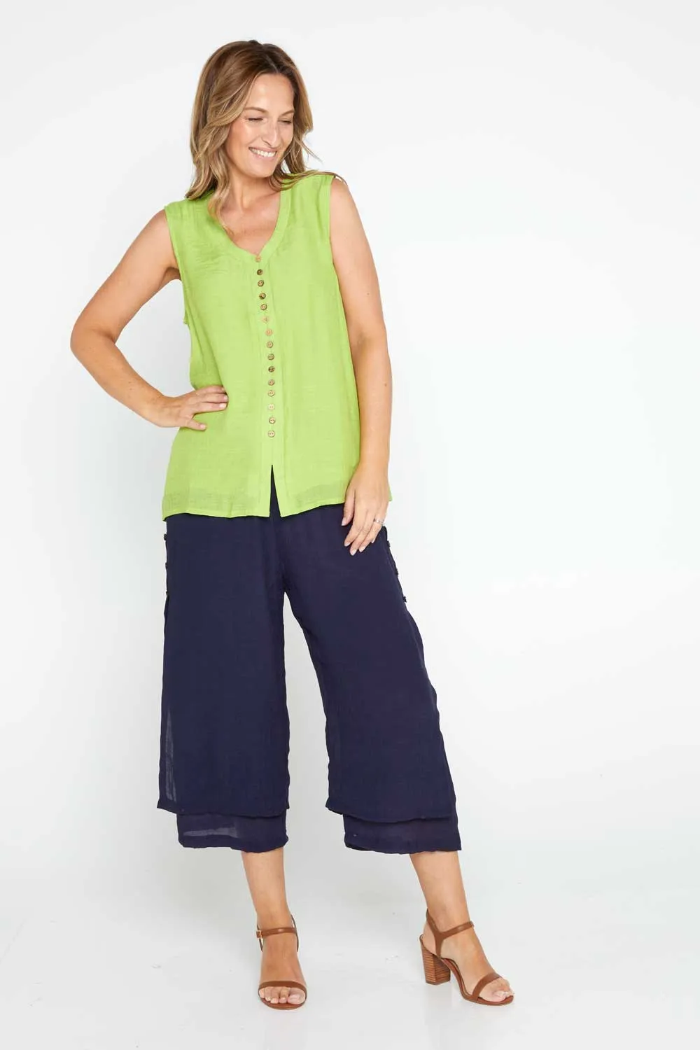 Liana Cropped Pants - Navy