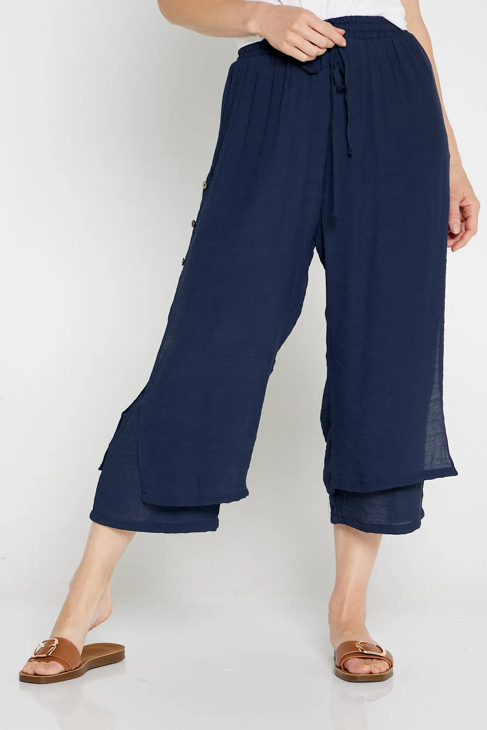 Liana Cropped Pants - Navy