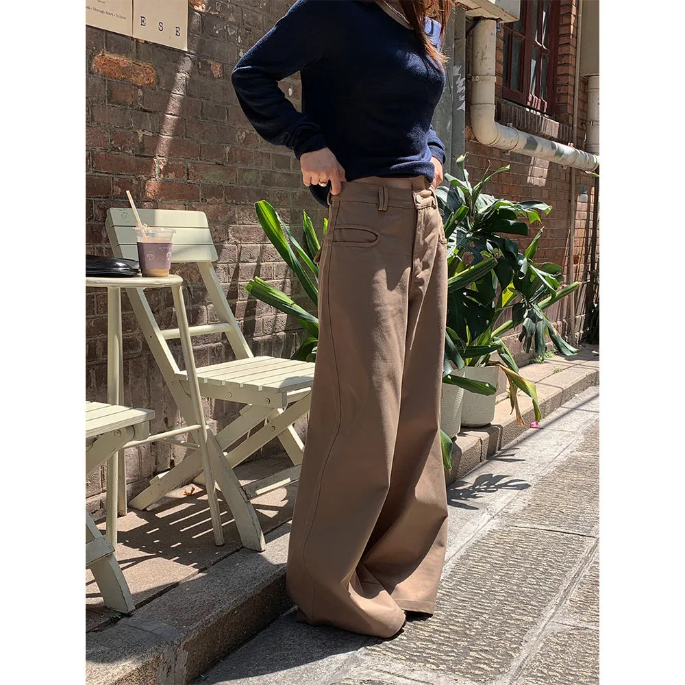 Lunivop boy outfits Fall 2024 Maillard Retro Casual Pants Women's American-Style Wide-Leg Pants Women's Zd8051