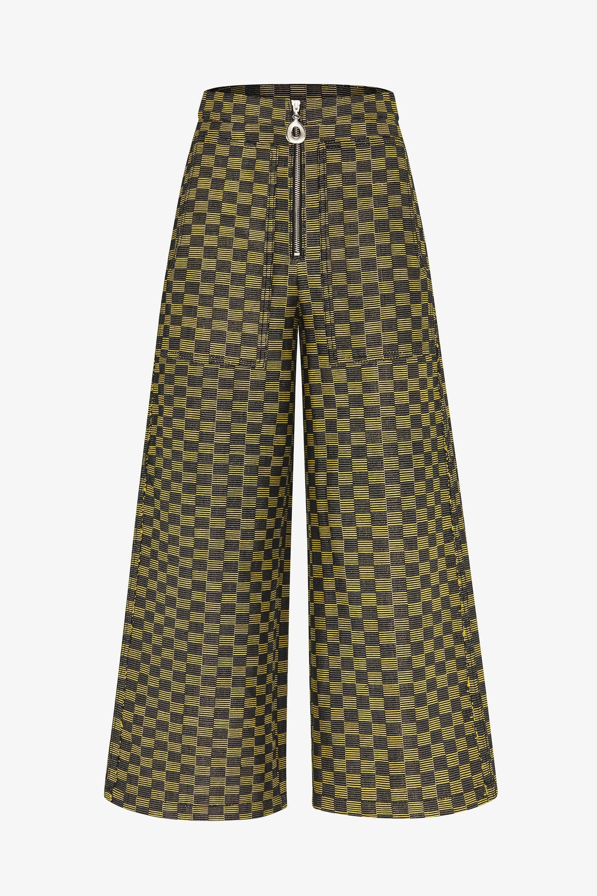 LUREX CHECK CROPPED WIDE LEG PANT