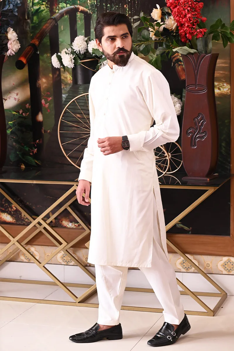 Men Premium Shalwar Kameez Cream