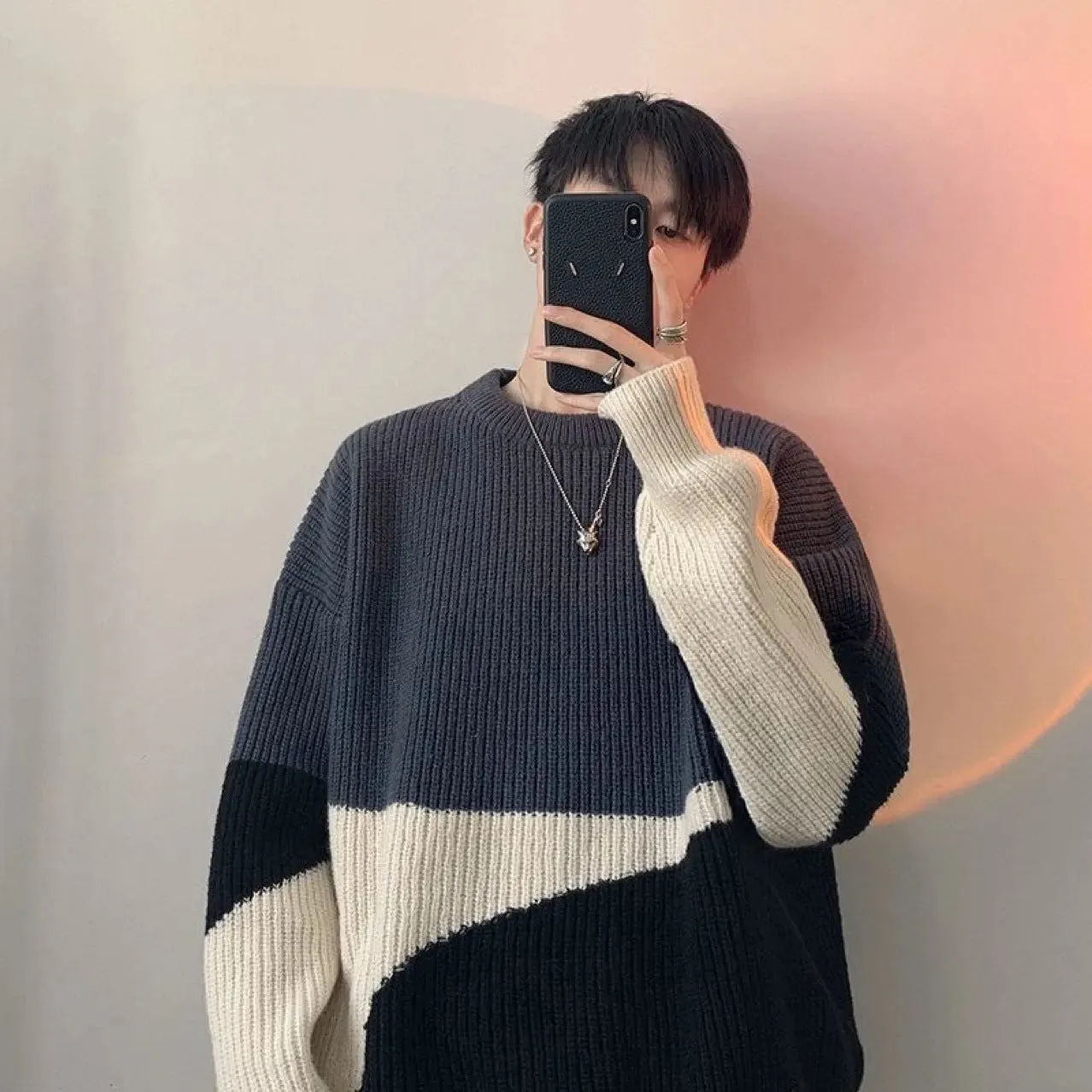 Men's Lazy High-grade Hong Kong Style Youth Round Neck Pullover Sweater