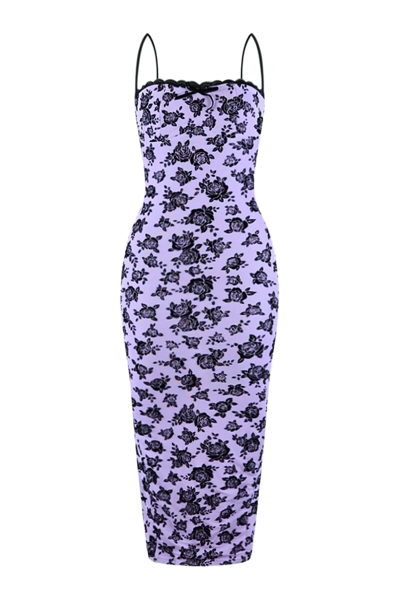 Naughty Violet Floral Midi Dress