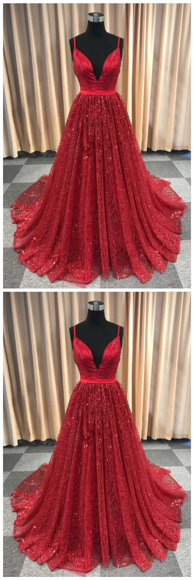 Red Sequins Evening Dress Prom Dress,21121301