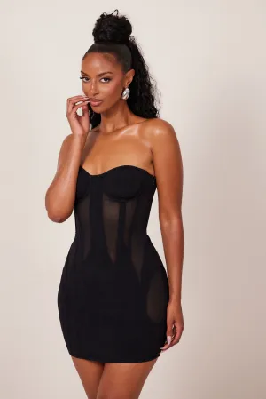 The mesh panel body dress - Black