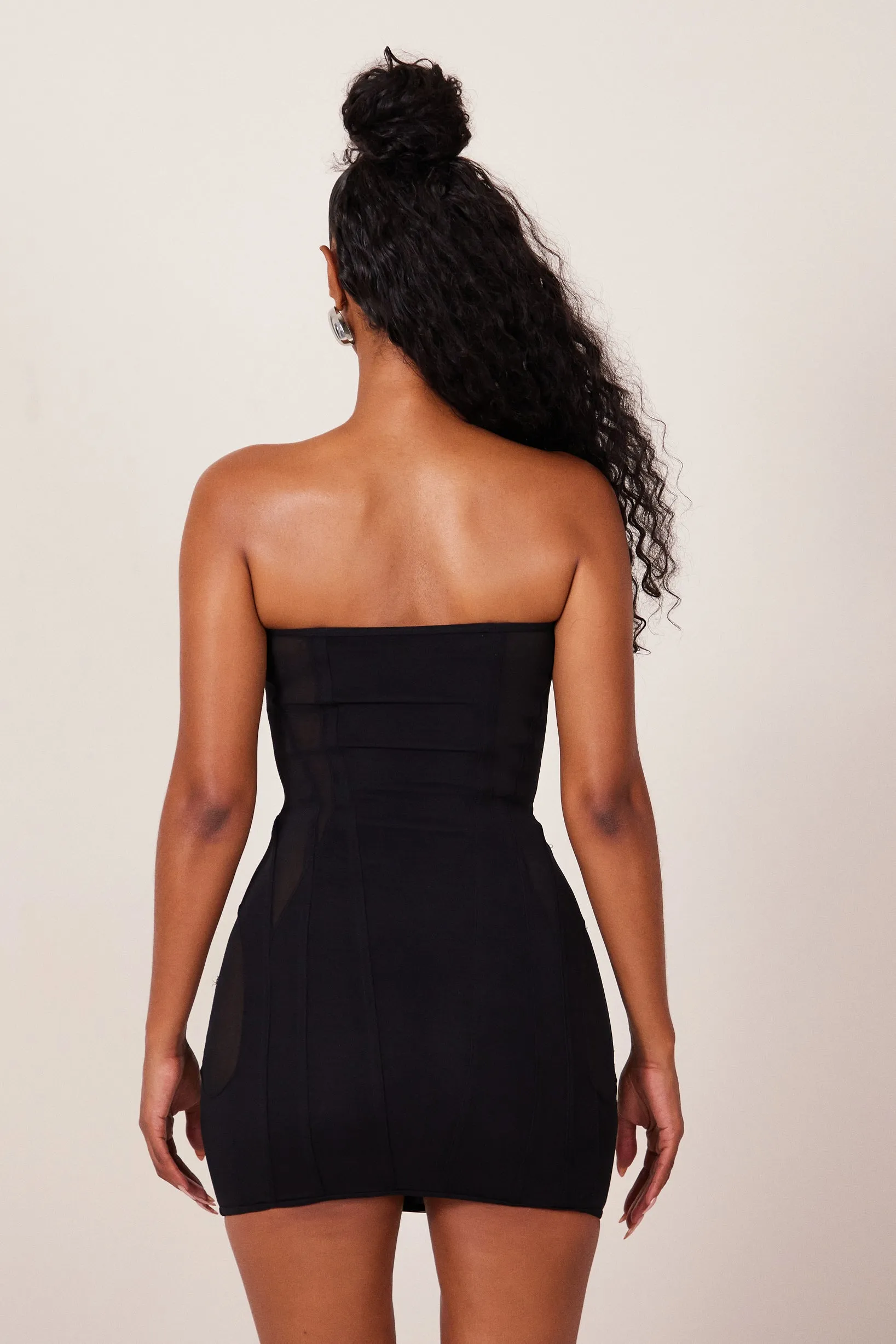 The mesh panel body dress - Black