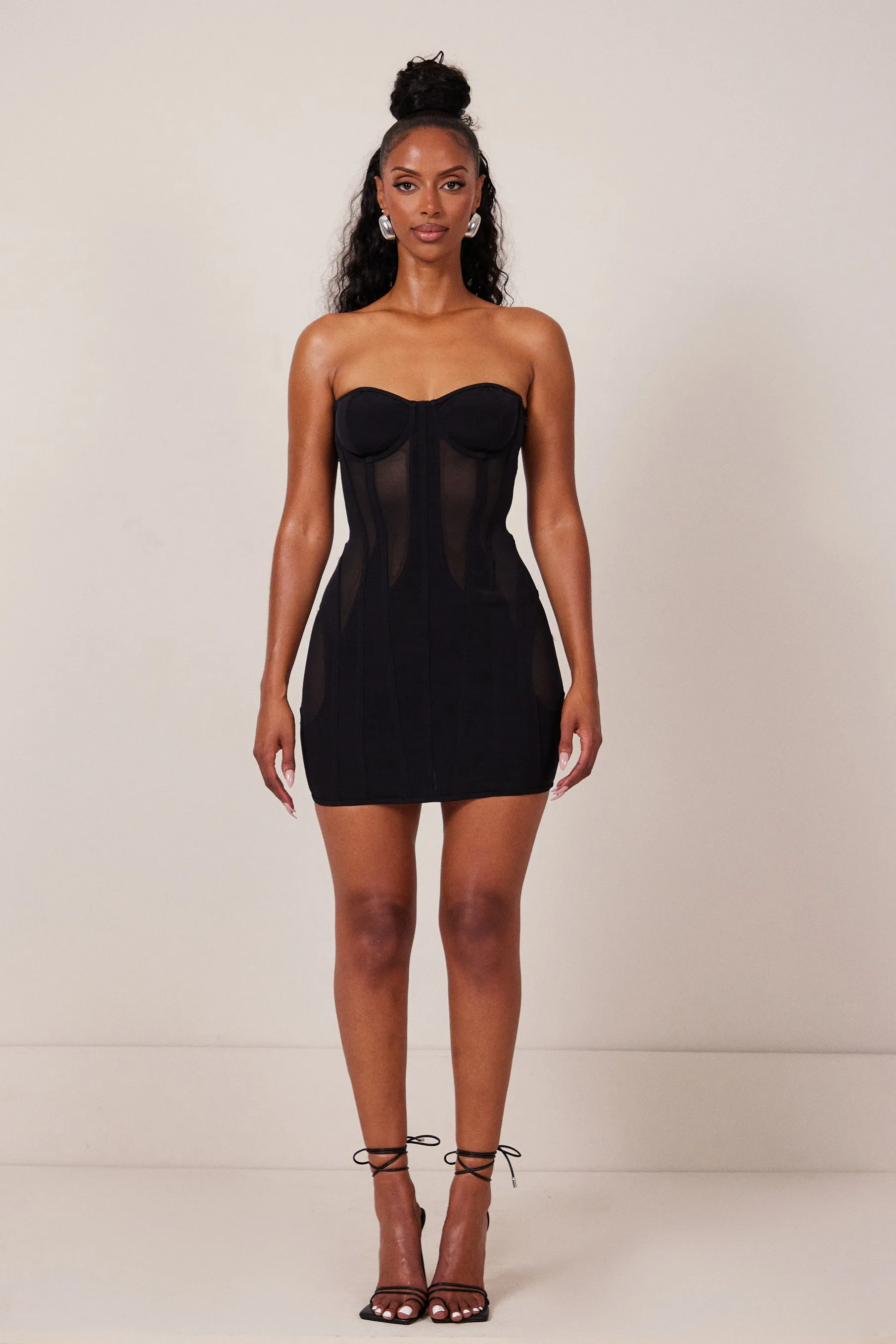 The mesh panel body dress - Black