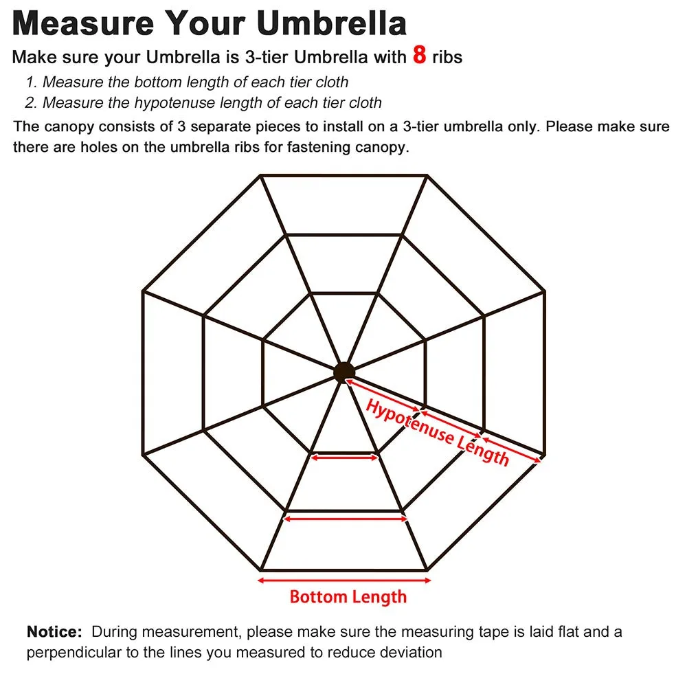 TheLAShop 9ft 3-Tiered 8-Rib Patio Market Umbrella Replacement Canopy