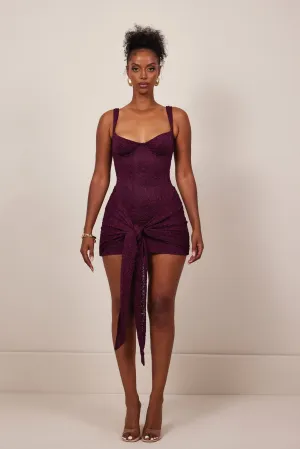 Tie Front Lace Mini - Plum