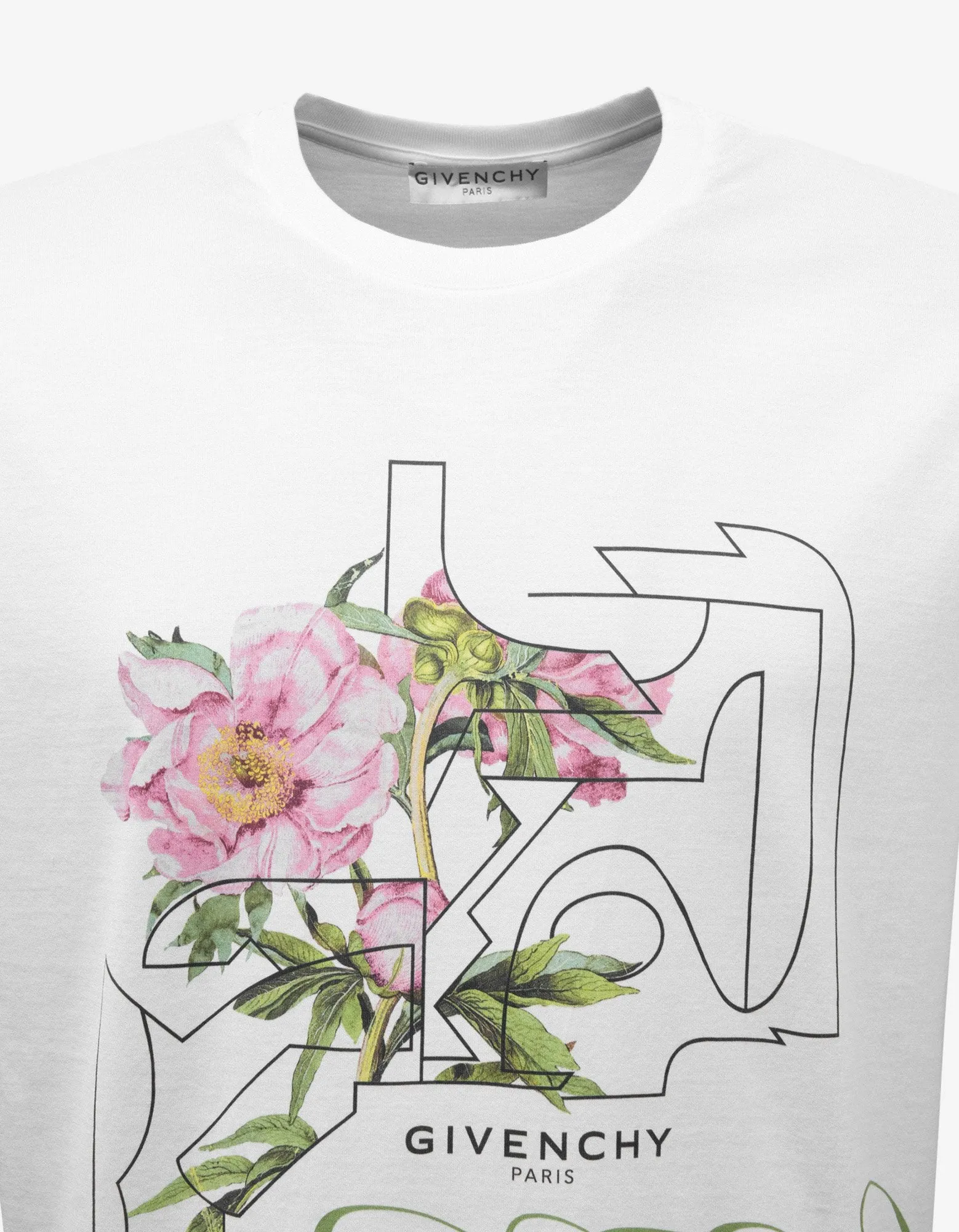 White Peony Print T-Shirt