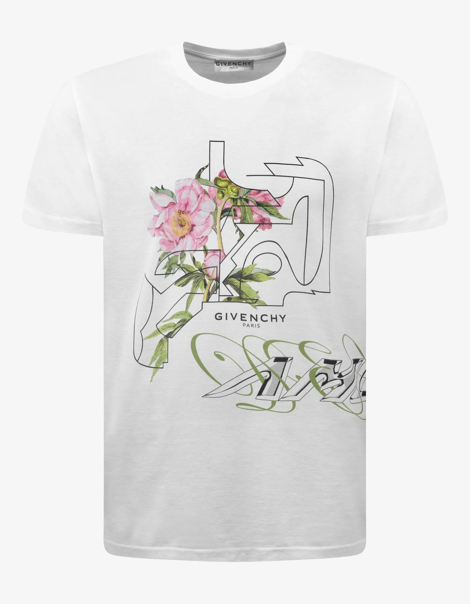 White Peony Print T-Shirt