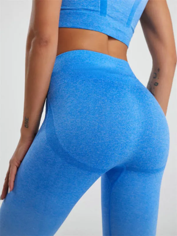 Women's Seamless Gradient Two Piece Activewear Set Including Crop Top And Leggings